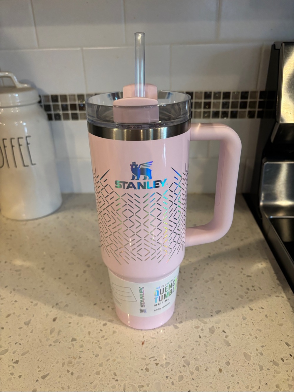 Stanley Pink Holographic Tumbler with Straw and Handle. 30oz NEW 🌸